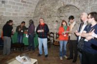 Lodovico in the Marsala room singing songs from his booklet