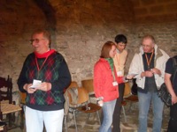 Lodovico in the Marsala room singing songs from his booklet