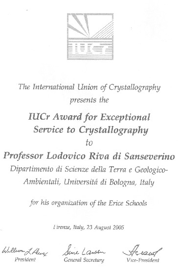 IUCr award certificate